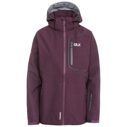 DLX Womens Softshell Jacket Gita II in Purple, Front view on mannequin