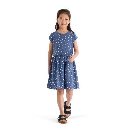 Girls Short Sleeve Dress Happiness in Blue Heart