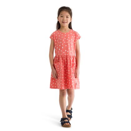 Girls Short Sleeve Dress Happiness in Soft Orange