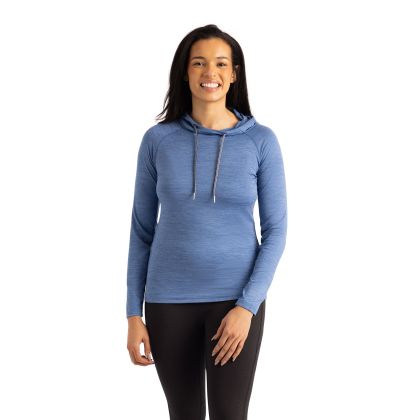 Hattie Womens Quick Dry Hoodie in Coastal Blue Marl