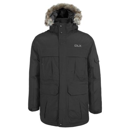 DLX Mens Waterproof Parka Jacket with Down Highland Black