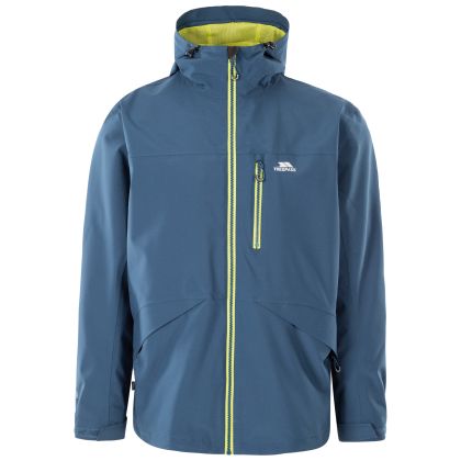 Trespass Men's Waterproof Jacket TP75 Hopwas in Dark peacock, Front view on mannequin