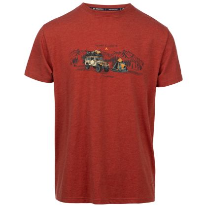 Mens Round Neck T-Shirt  Horton in Burnt Sienna, Front view on mannequin