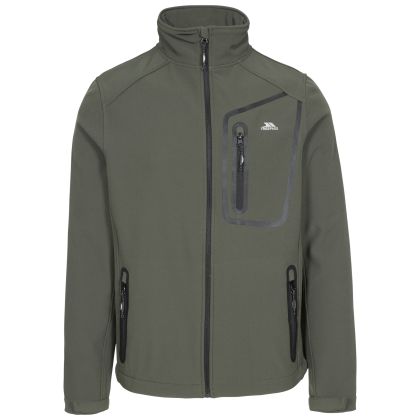 Trespass Men's Lightweight Softshell Jacket in Khaki Hotham, Front view on mannequin