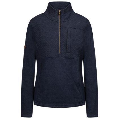 Womens Marl Fleece Hoxie In Navy Marl, Front view on mannequin