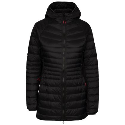 Trespass Womens Down Jacket Hub in Black, Front view on mannequin