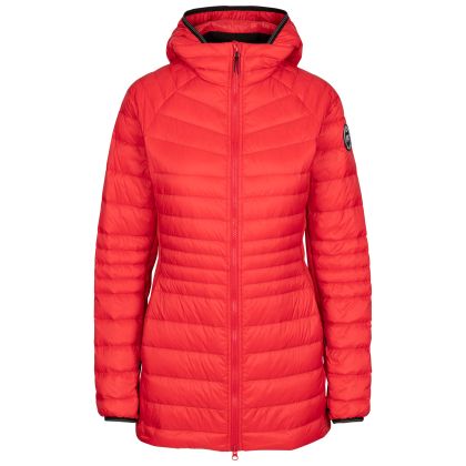 Trespass Womens Down Jacket Hub in Red, Front view on mannequin