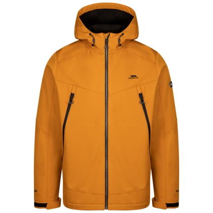 Mens Softshell Hooded Jacket TP75 Hubbard in Ginger, Front view on mannequin