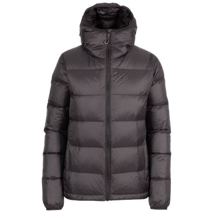Women's Packaway Down Jacket Humdrum in BLACK, Front view on mannequin