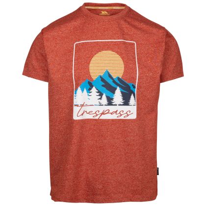 Mens Casual T-Shirt Idukki in BURNT ORANGE, Front view on mannequin