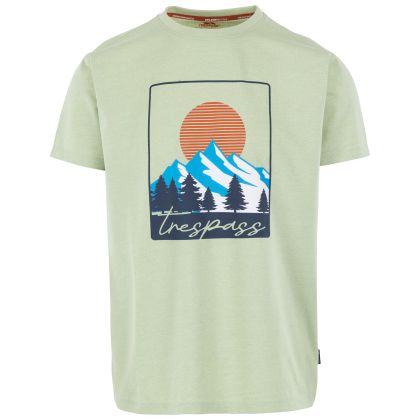 Mens Casual T-Shirt Idukki in LIGHT SAGE, Front view on mannequin
