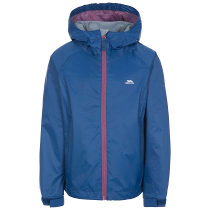 Impressed Kids' Waterproof Jacket in Blue, Front view on mannequin