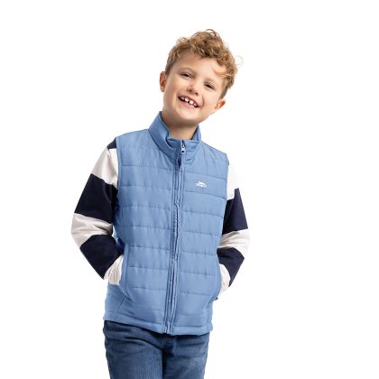 Kids Quilted Gilet Jadda in CORNFLOWER, Front view on mannequin