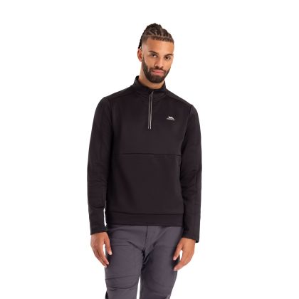 Men Funnel Neck Half Zip Long Sleeve Top Jay in Black