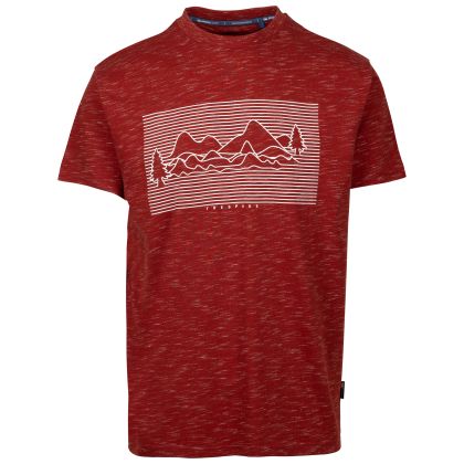 Mens Casual T-Shirt Kalar in Salsa, Front view on mannequin