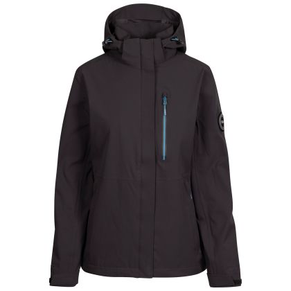 Womens DLX  Waterproof Jacket Katya in Dark Grey, Front view on mannequin