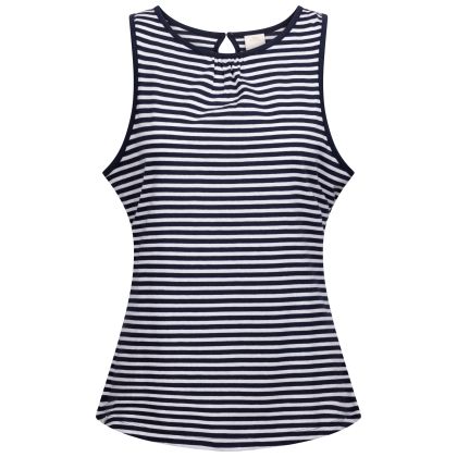 Womens Casual Vest Top Kelly In Navy Stripe