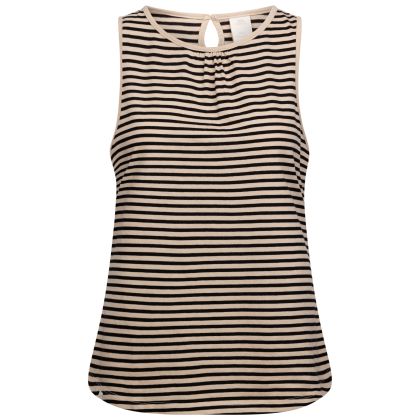 Womens Casual Vest Top Kelly in Soft Stone Stripe