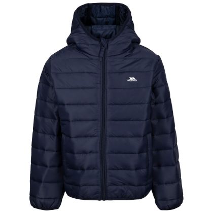 Trespass Kids' Padded Jacket Kelmarsh in NAVY, Front view on mannequin