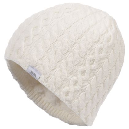 Trespass Womens Knitted Beanie Hat in White Kendra