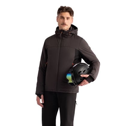 Mens Paddded Ski Jacket Kenneth in Dark Grey, Front view on mannequin