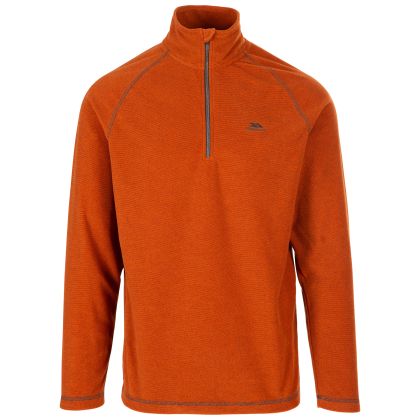 Trespass Men's 1/2 Zip Fleece Keynote in BURNT ORANGE, Front view on mannequin