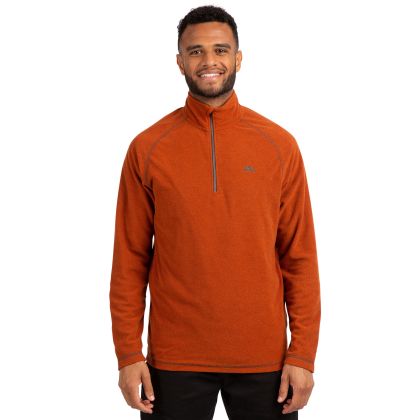 Trespass Men's 1/2 Zip Fleece Keynote in BURNT ORANGE, Front view on model