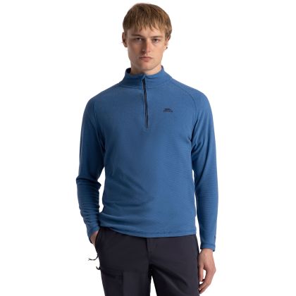 Mens 1/2 Zip Fleece Keynote In Harbour Blue, Front view on mannequin