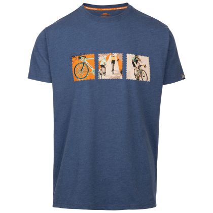 Mens Casual Printed T-Shirt TP75 Kooten In Indigo Tone Marl, Front view on mannequin