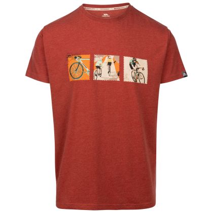Mens Casual Printed T-Shirt Kooten In Burnt Sienna Marl, Front view on mannequin