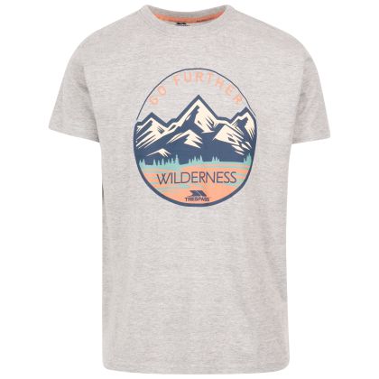 Men's Printed T-Shirt Lagoon in GREY MARL, Front view on mannequin