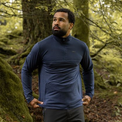 DLX Mens Active 1/4 Zip Top Lawrie in Navy Marl