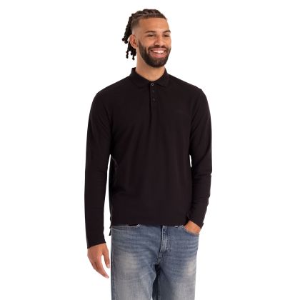Mens Casual Polo Leblanc in Black, Front view on mannequin