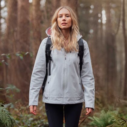 DLX Womens Zip Off Hood Softshell Jacket Lorimer in Pale Grey Marl