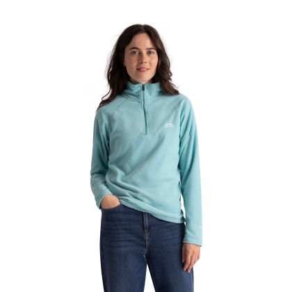 Womens Half Zip Fleece Luiston in Aquamarine, Front view on mannequin