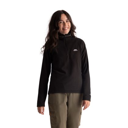 Womens Half Zip Fleece Luiston in Black, Front view on mannequin