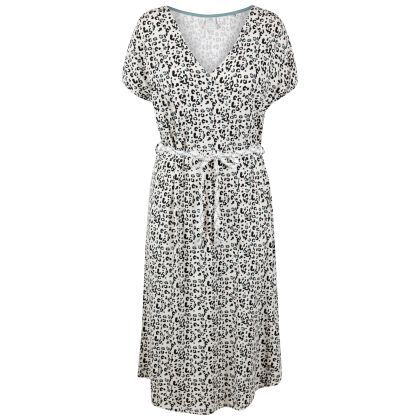 Women's Dress Lynsey in BLACK ANIMAL PRINT, Front view on mannequin