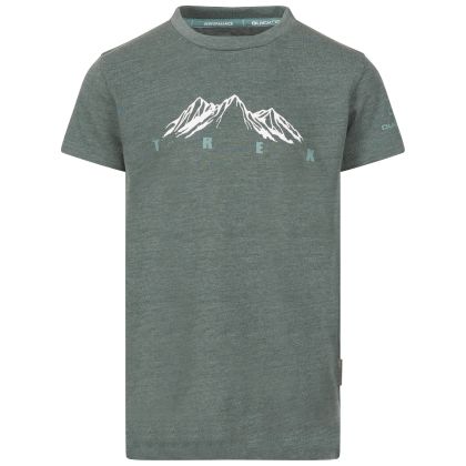 Trespass Boys' T-Shirt Majestic in Spruce green, Front view on mannequin
