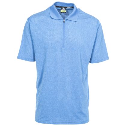 Maraba Men's 1/2 Zip Polo Shirt in Blue, Front view on mannequin
