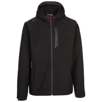 Trespass Mens Softshell Jacket Marlon B  - BLACK 4XL, Front view on mannequin