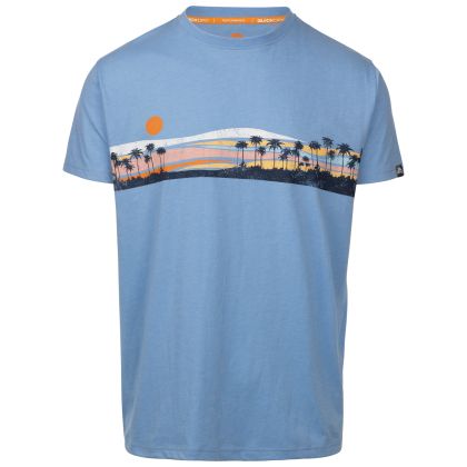 Mens Casual Short Sleeve T-Shirt  Marmion in Cornflower Marl, Front view on mannequin