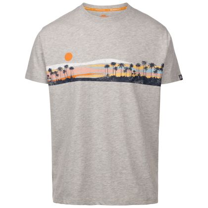 Mens Casual Short Sleeve T-Shirt  Marmion In Grey Marl, Front view on mannequin