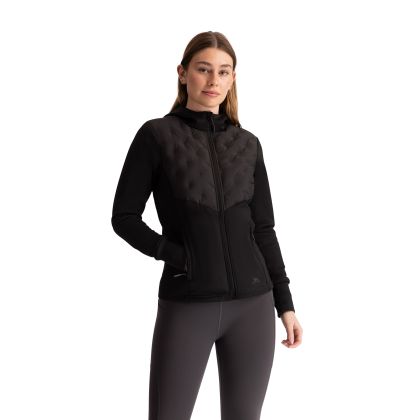 Trespass Women's Active Hybrid Jacket Marney in BLACK, Front view on mannequin