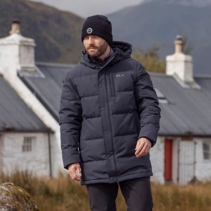 Dlx Mens Down Jacket Griffin in DARK GREY, Front view on mannequin