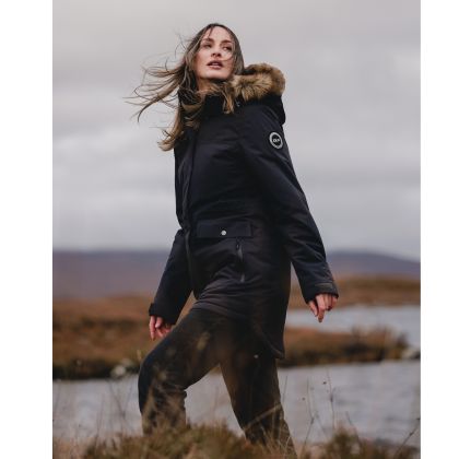 Trespass Women's DLX Waterproof Jacket Miranda in DARK GREY, Front view on mannequin