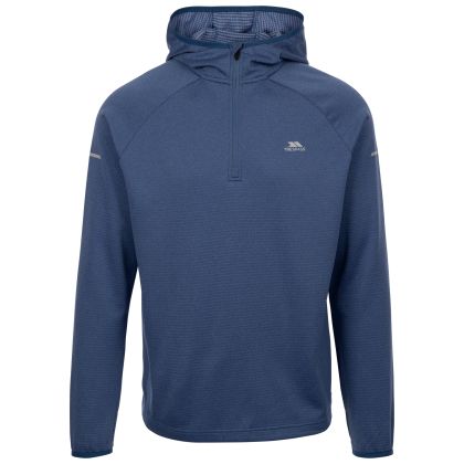Mens Active 1/4 Zip Hoodie Montgo in Indigo Tone, Front view on mannequin