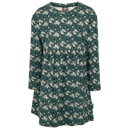 Trespass Girls Casual Dress Morra in Pine, Front view on mannequin