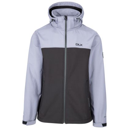 Trespass Men's DLX Softshell Jacket Moyler in Storm Grey, Front view on mannequin