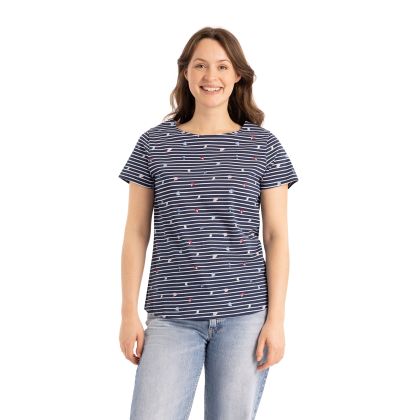 Womens Printed T-Shirt Myla in Navy Floral Stripe