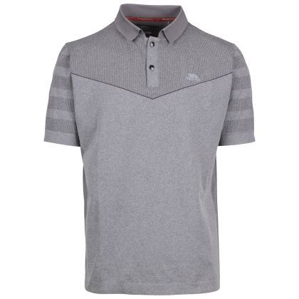 Mens Tp75 Active Polo T-Shirt Nab in GREY MARL, Front view on mannequin